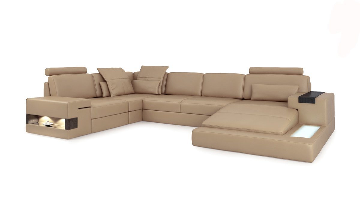 JVmoebel Ecksofa, U Form Sofa Couch Polster Wohnlandschaft Design Ecksofa Leder von JVmoebel