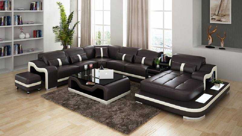 JVmoebel Ecksofa, U Form Sofa Couch Polster Wohnlandschaft Ecksofa Leder Ecke Neu von JVmoebel