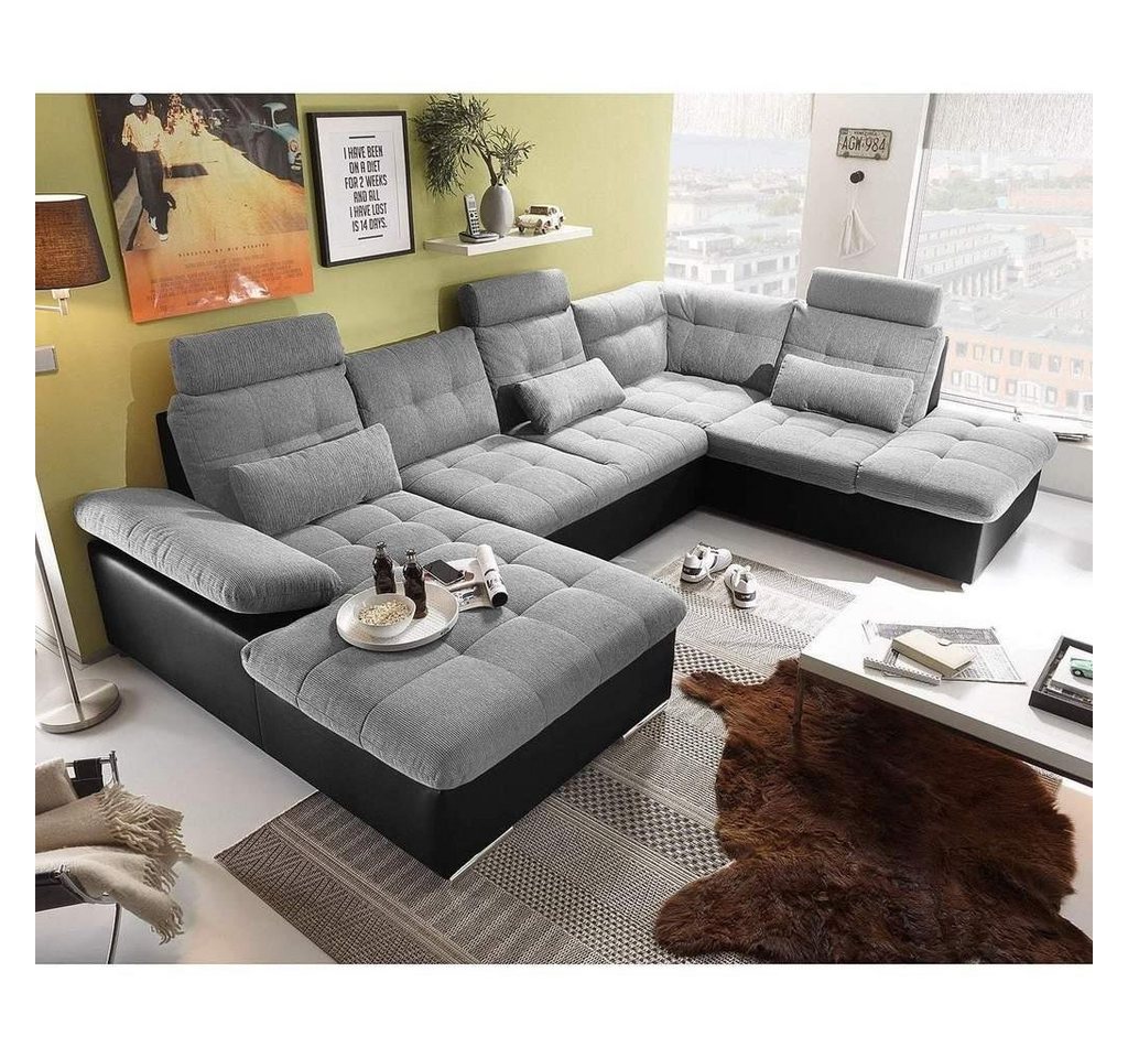 JVmoebel Ecksofa, U-Form Textil Couch mit Bettfunktion und Bettkasten von JVmoebel