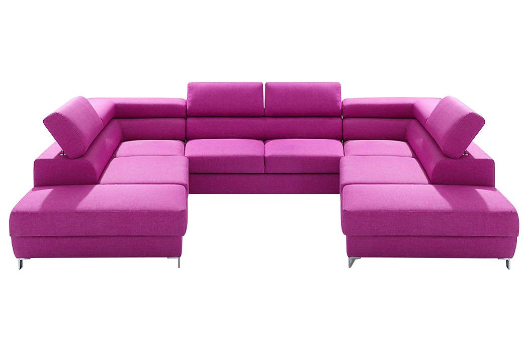 JVmoebel Ecksofa, Wohnlandschaft Bettfunktion Stoff Ecksofa U-Form Sofa Couch Design von JVmoebel