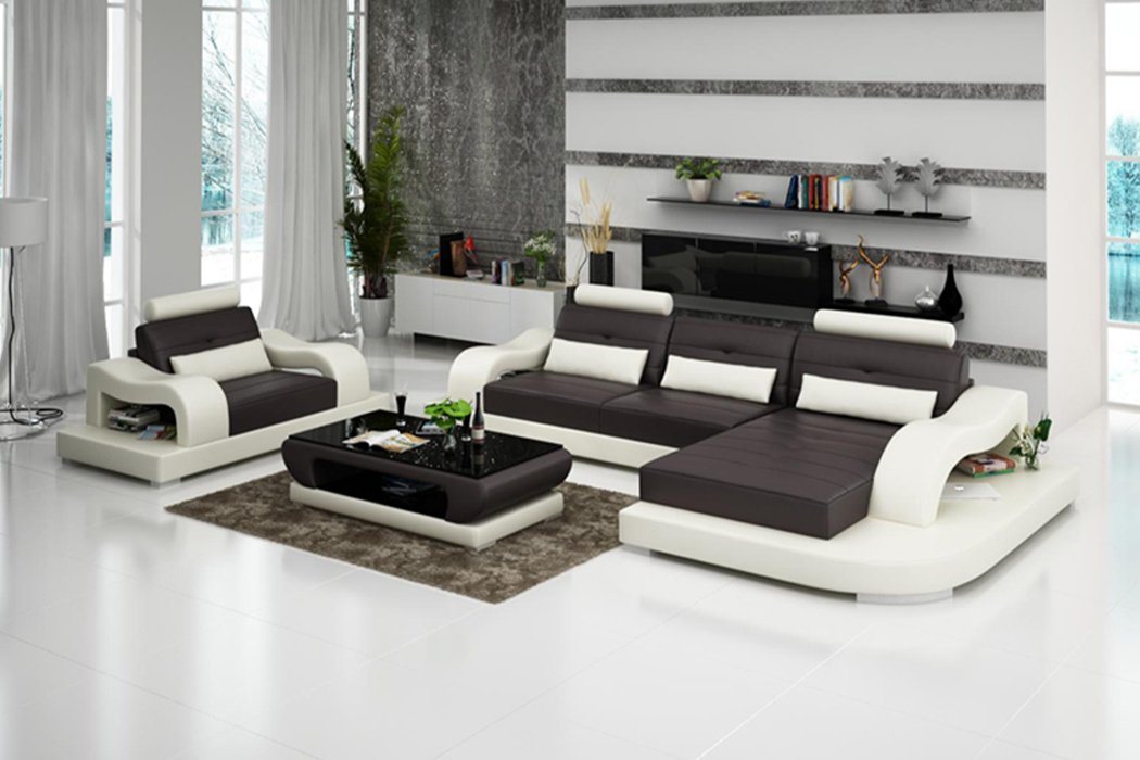 JVmoebel Ecksofa, Wohnlandschaft Ecksofa L-Form Sessel Set Garnitur Modern Sofa Leder von JVmoebel