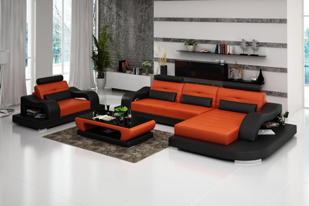 JVmoebel Ecksofa, Wohnlandschaft Ecksofa L-Form Sessel Set Garnitur Modern Sofa Leder von JVmoebel