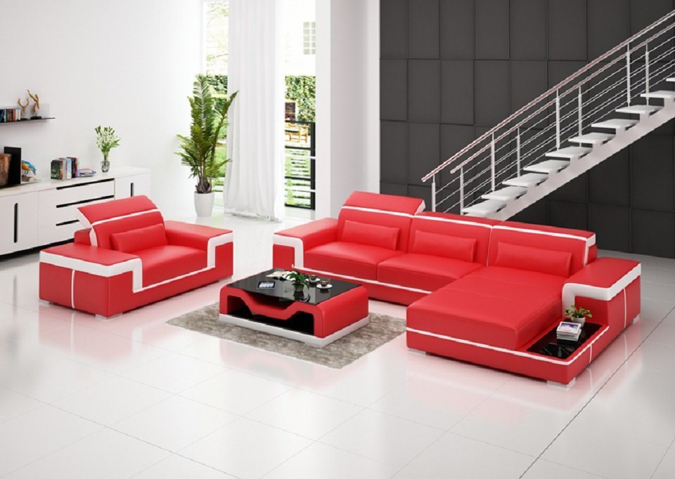 JVmoebel Ecksofa, Wohnlandschaft Ecksofa L-Form Sessel Set Modern Sofa Leder Couch 2tlg. von JVmoebel