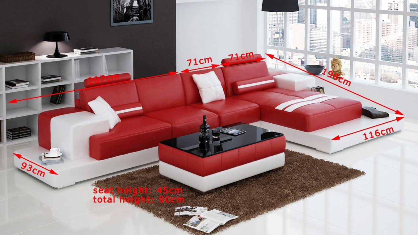 JVmoebel Ecksofa, Wohnlandschaft Ecksofa Sofa Couch Polster Leder Eck Sofas L Form von JVmoebel