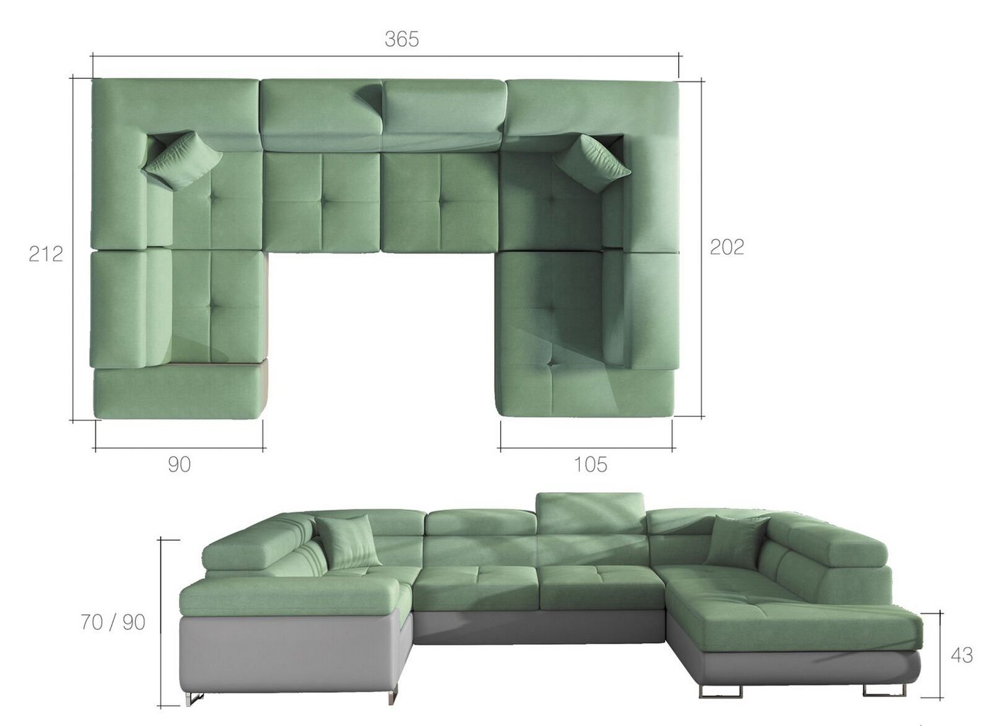 JVmoebel Ecksofa, Wohnlandschaft Sofa Schlafsofa Couch Polster Eckgarnitur Bettfunktion von JVmoebel