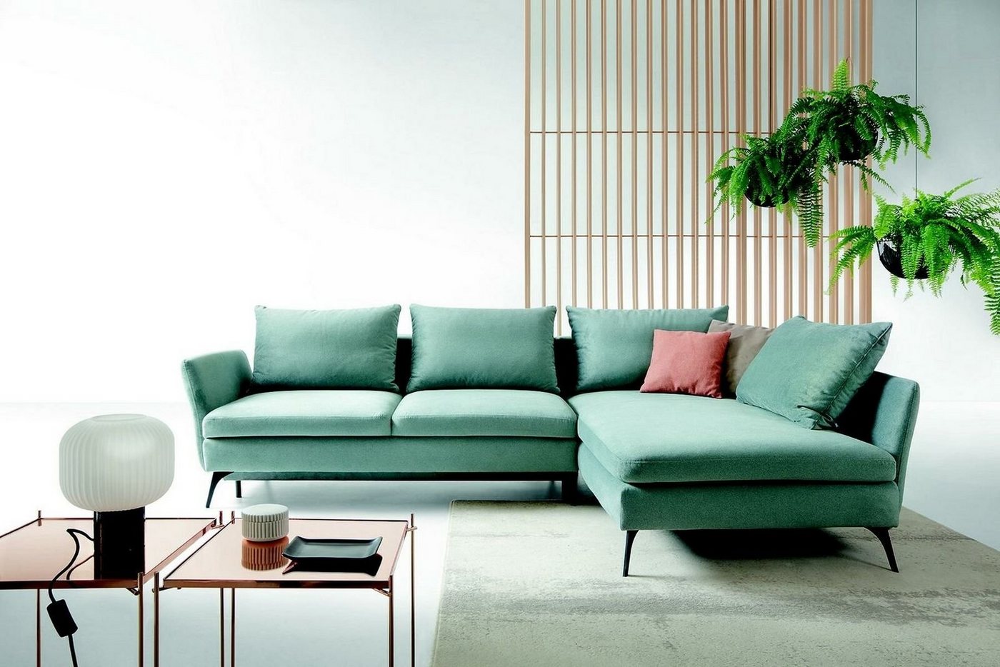 JVmoebel Ecksofa, Wohnzimmer Grün Möbel Textil Sofas Ecksofa L Form Couch von JVmoebel