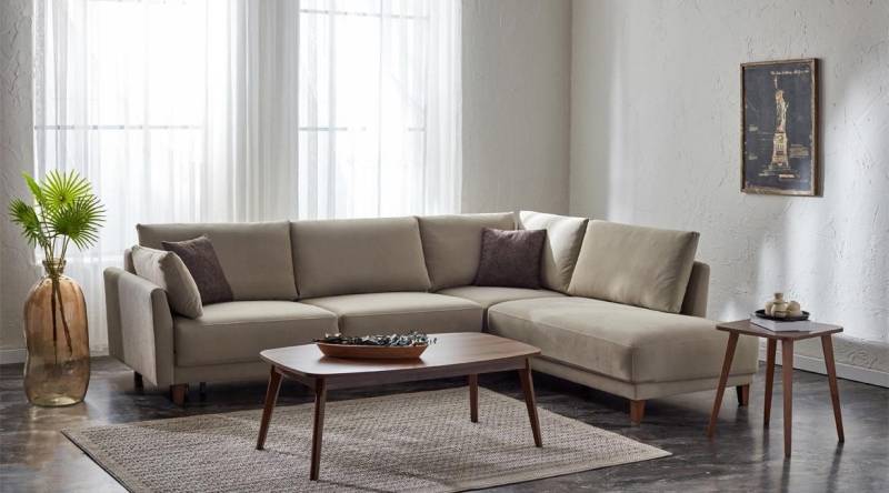 JVmoebel Ecksofa Beige L-Form Couchtisch für Eckcouch und Wohnzimmer Einrichtung, Made in Europa von JVmoebel