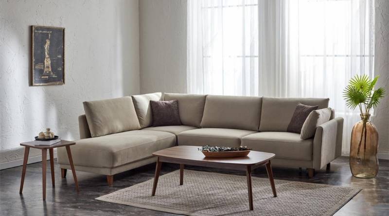JVmoebel Ecksofa Beige L-Form Couchtisch für Eckcouch und Wohnzimmer Einrichtung, Made in Europa von JVmoebel