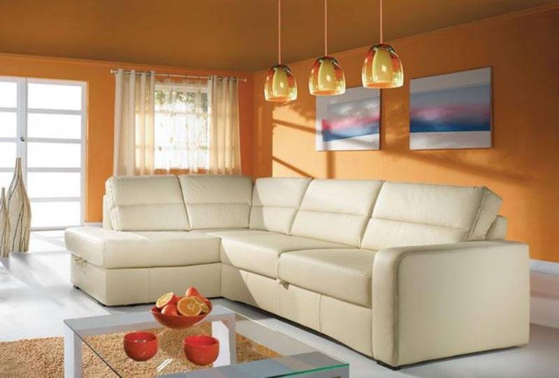 JVmoebel Ecksofa Beige Polster Sofa Eckcouch aus 100 % Leder Wohnlandschaft, Made in Europa von JVmoebel