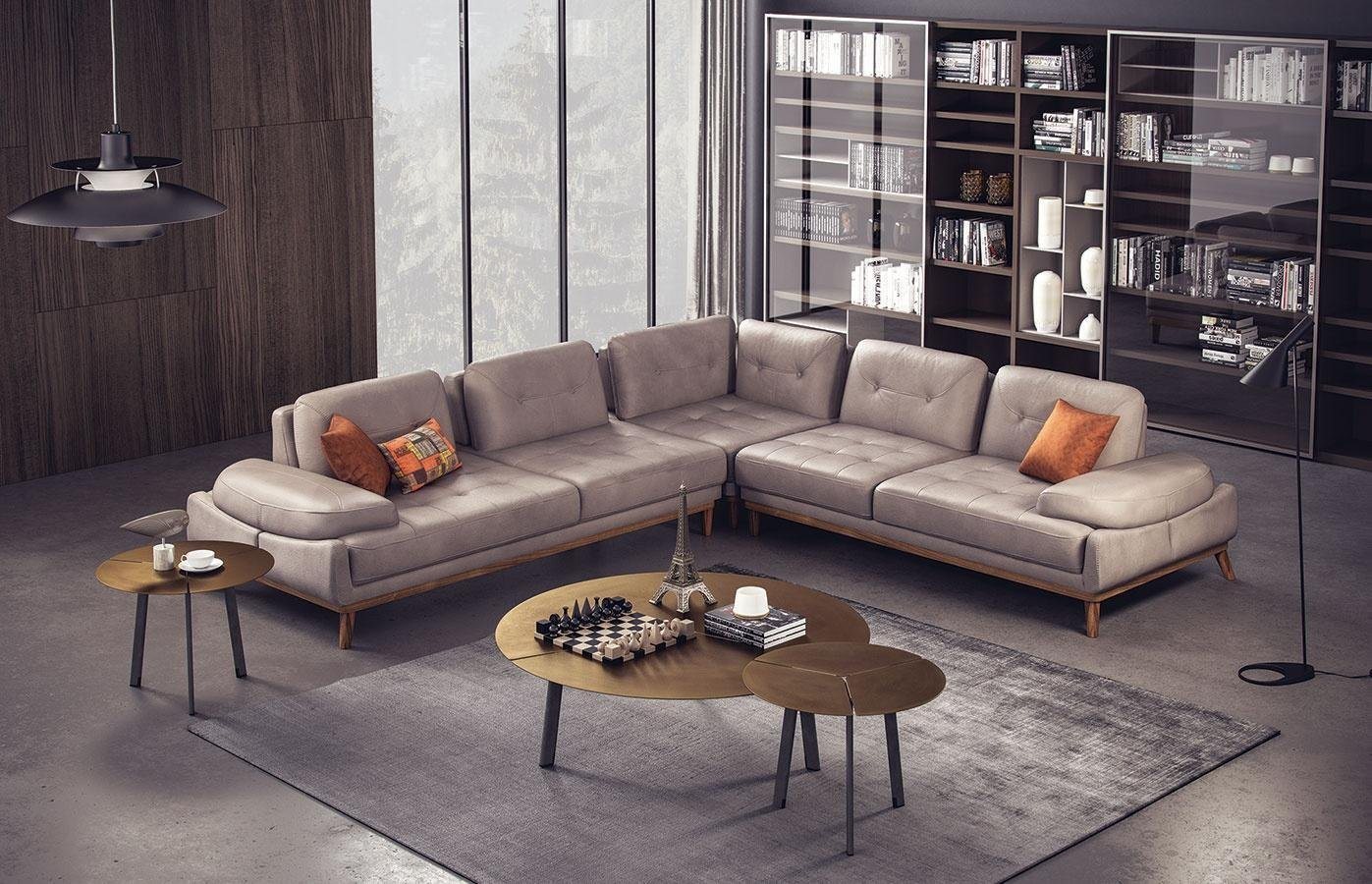 JVmoebel Ecksofa Beiges Wohnzimmer L-Form Sofa Designer Luxus Ecksofa Moderne Couch Neu, 3 Teile, Made in Europa von JVmoebel