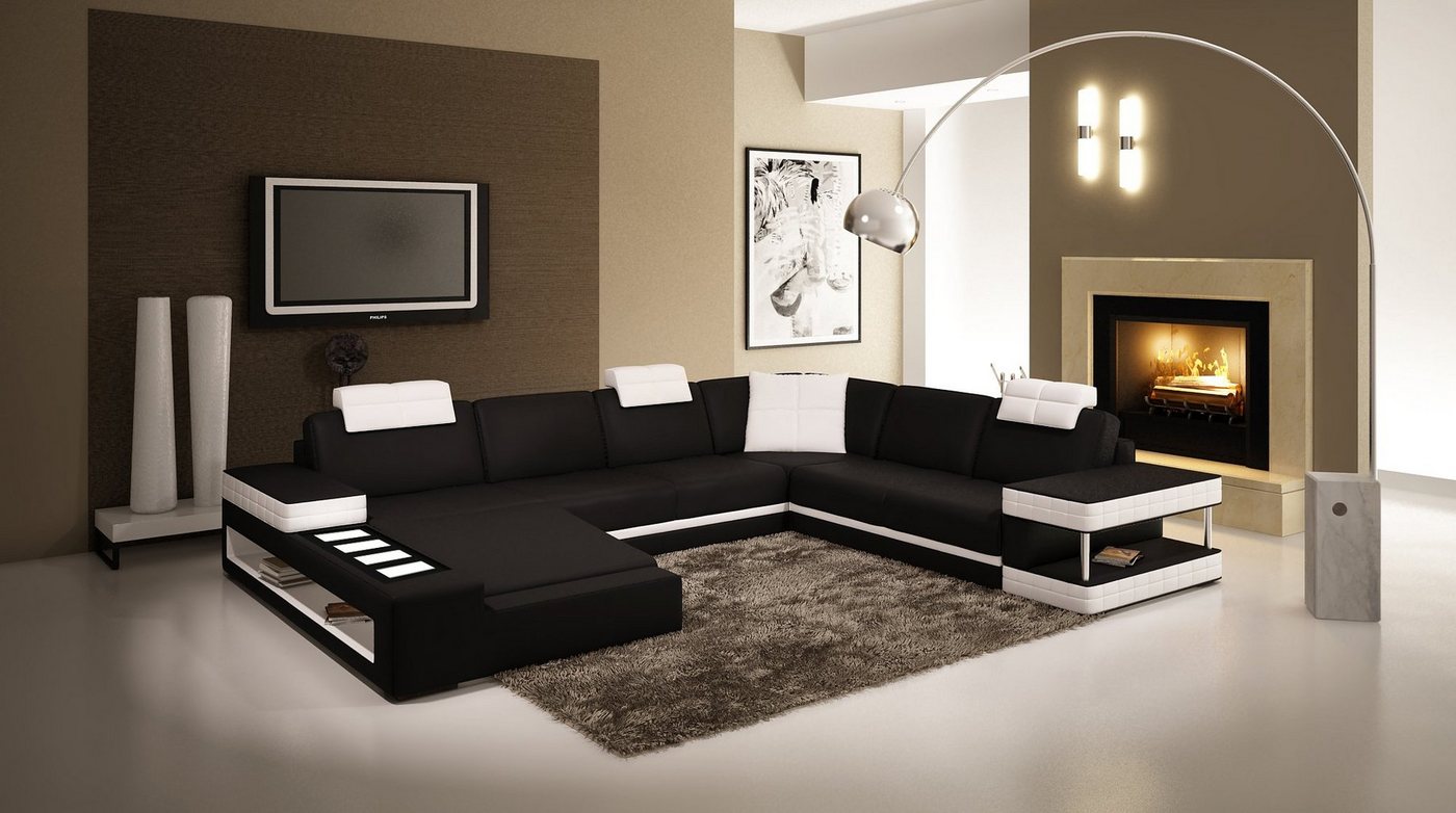 JVmoebel Wohnlandschaft Big xxl Ledersofa Couch Sitz Polster U Form Sofas Leder Wohnlandschaft, Made in Europa von JVmoebel