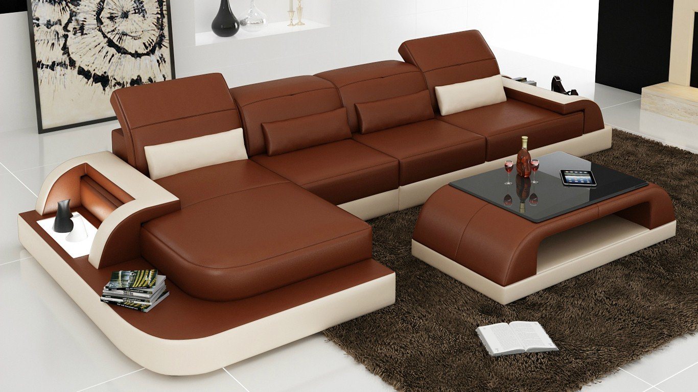 JVmoebel Ecksofa Braunes L Form Sofa Couch Polster Garnitur Wohnlandschaft, Made in Europe von JVmoebel
