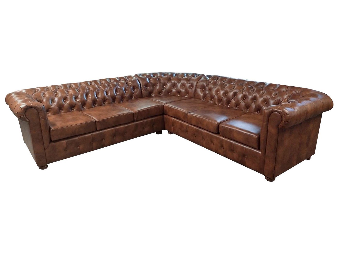 JVmoebel Ecksofa Chesterfield Braunes Ecksofa Luxus L-Form Leder Couch Wohnlandschaft, Made in Europe von JVmoebel