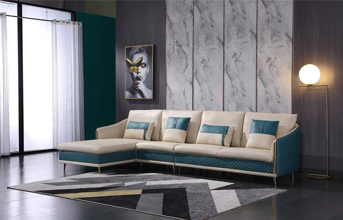 JVmoebel Ecksofa Couch Ecksofa Leder Wohnlandschaft Garnitur Design Modern, Made in Europe von JVmoebel