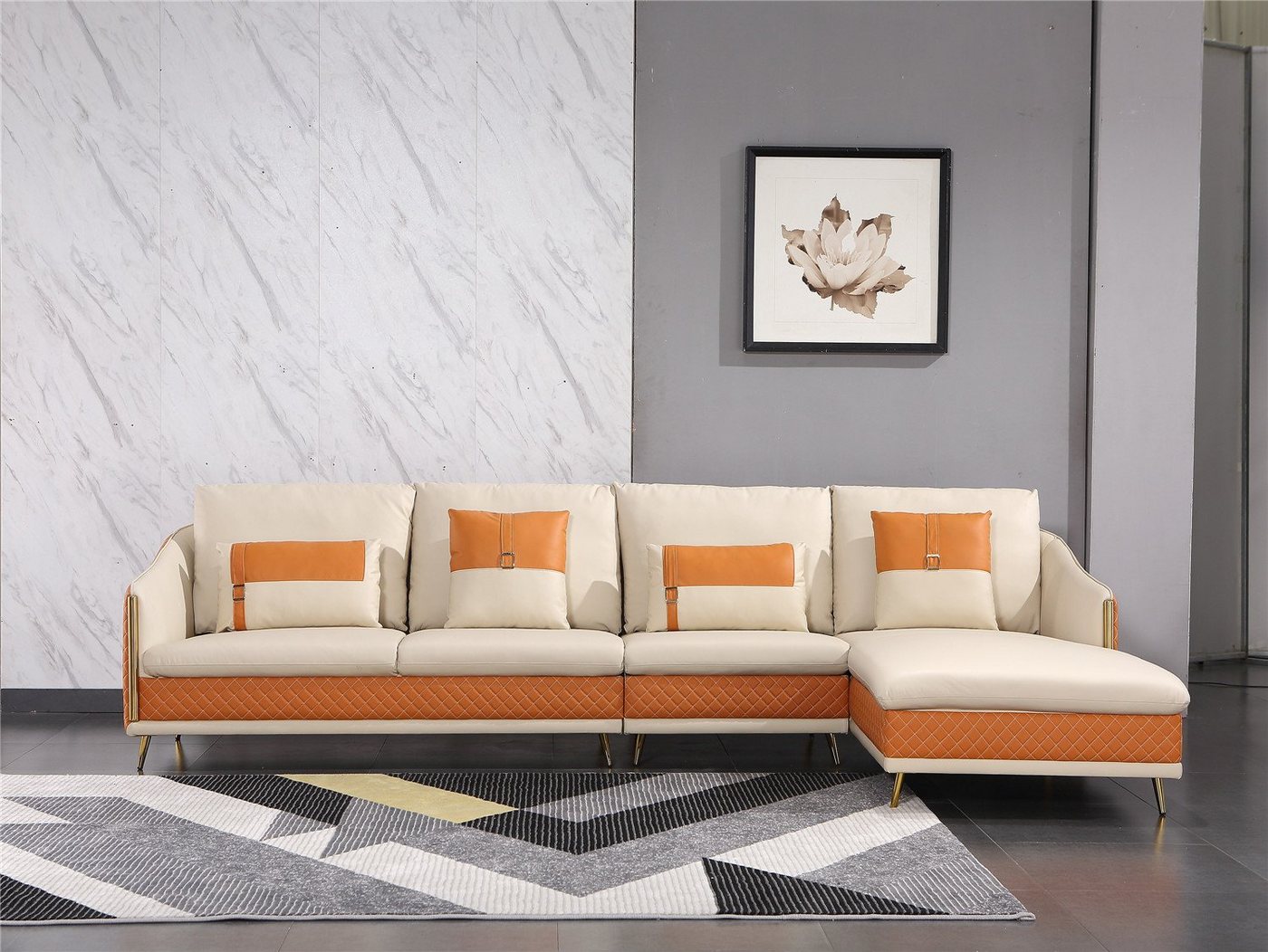 JVmoebel Ecksofa Couch Ecksofa Leder Wohnlandschaft Garnitur Design Modern, Made in Europe von JVmoebel