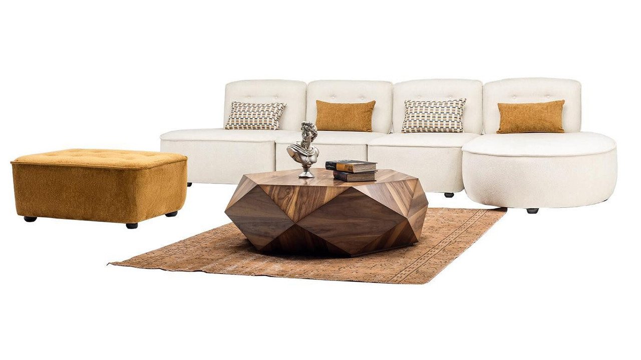 JVmoebel Ecksofa Couch xxl 4-Sitzer Sofa mit Hocker Wohnzimmer-Set Beige, 2 Teile, Made in Europa JVmoebel Ecksofa Couch xxl 4-Sitzer Sofa mit Hocker Wohnzimmer-Set Beige, 2 Teile, Made in Europa von JVmoebel