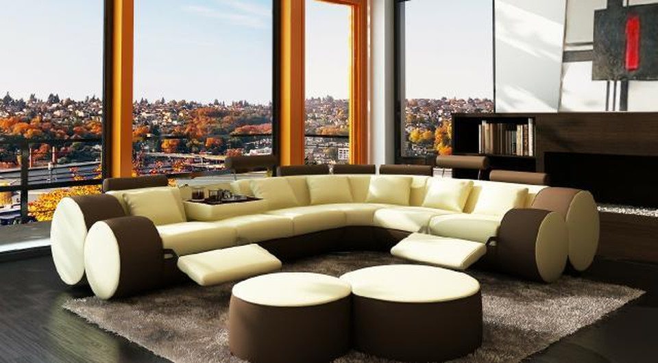 JVmoebel Ecksofa DESIGNER LEDERSOFA+USB ECKCOUCH SOFA LEDERCOUCH SOFA WOHNLANDSCHAFT, Made in Europa von JVmoebel