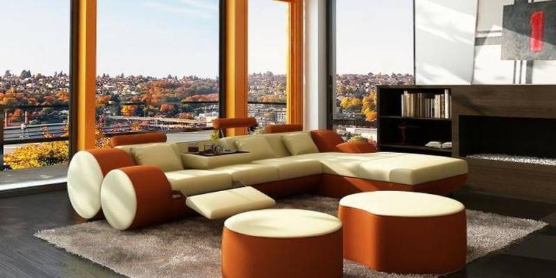 JVmoebel Ecksofa DESIGNER LEDERSOFA GARNITUR mit USB,LEDER ECKSOFA WOHNLANDSCHAFT, 1 Teile, Made in Europa von JVmoebel