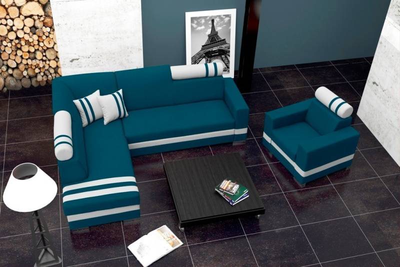 JVmoebel Ecksofa Design Ecksofa Couch Wohnlandschaft Schlafsofa Schlafsofa Eck Polster, Mit Bettfunktion von JVmoebel