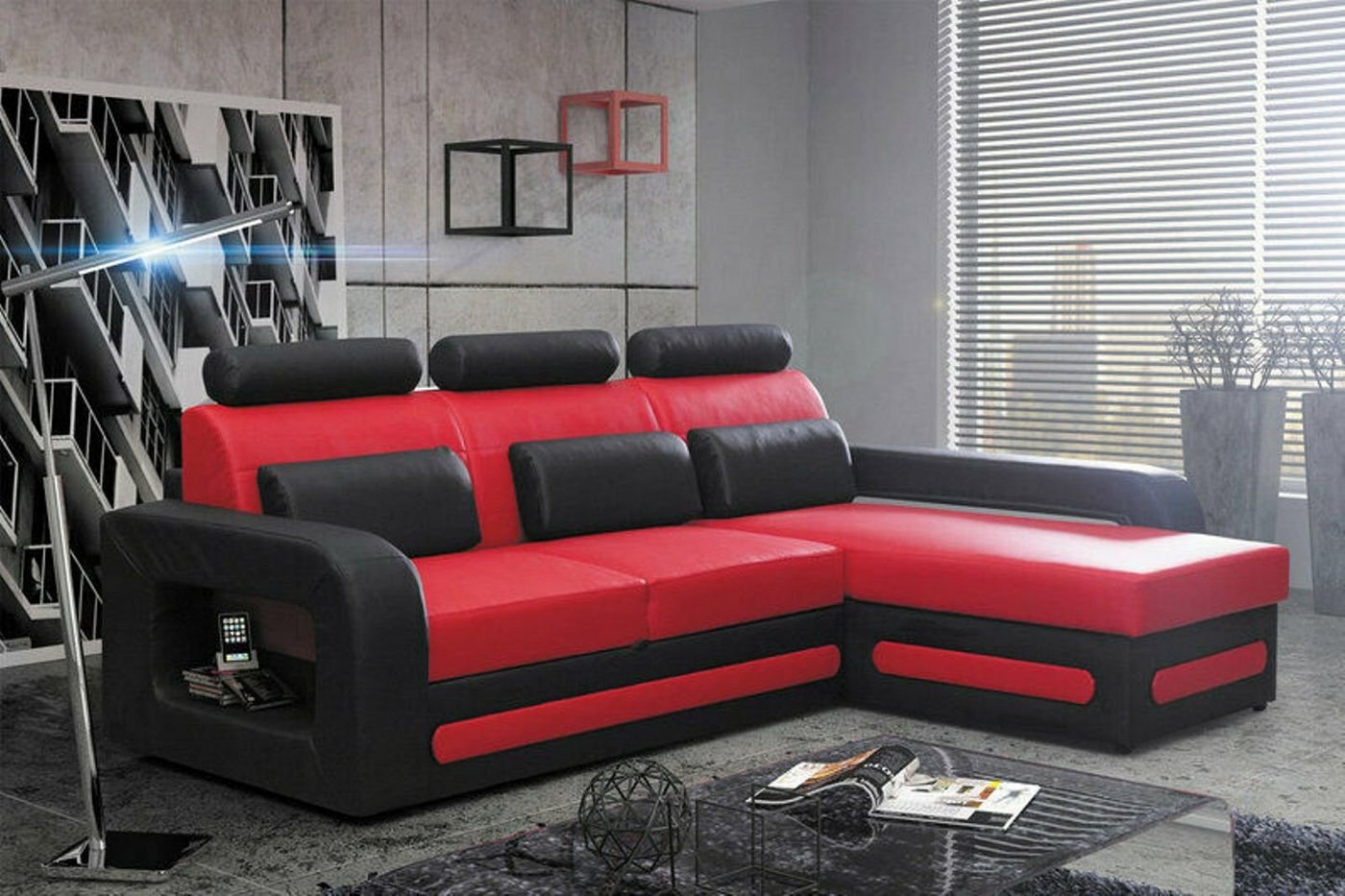JVmoebel Ecksofa Design Ecksofa L-Form mit Bettfunktion Leder Textil Modern, Made in Europa JVmoebel Ecksofa Design Ecksofa L-Form mit Bettfunktion Leder Textil Modern, Made in Europa von JVmoebel