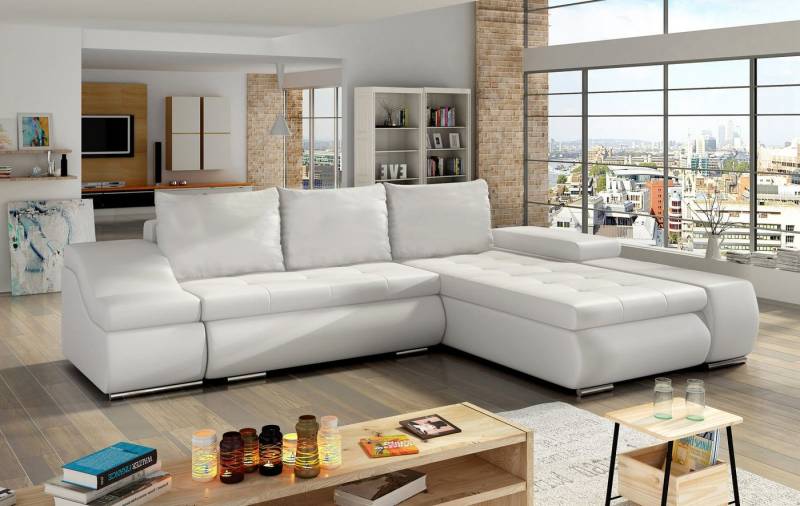 JVmoebel Ecksofa Design Ecksofa Schlafsofa Bettfunktion Couch Leder Textil Polster, Made in Europa von JVmoebel
