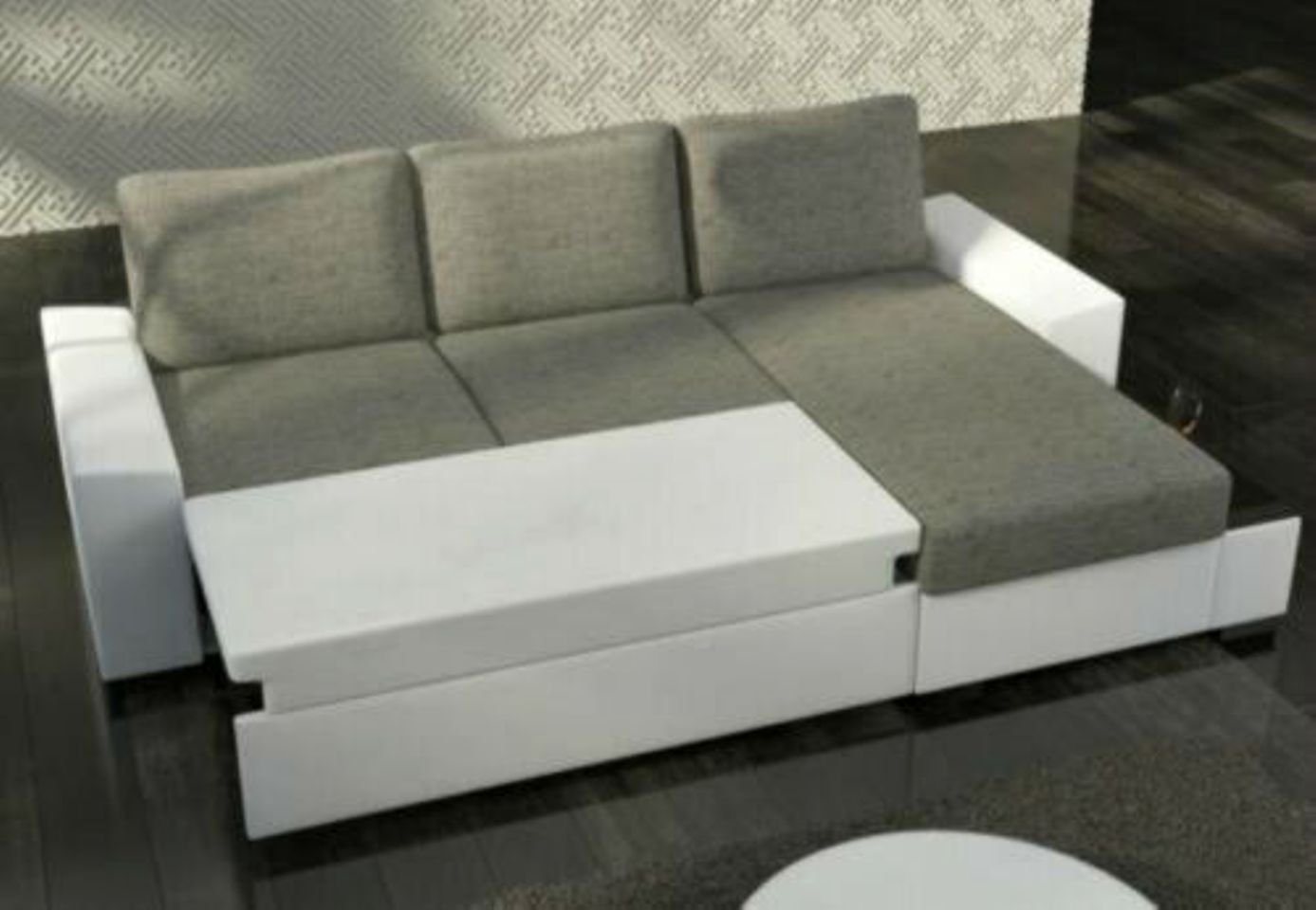 JVmoebel Ecksofa Design Ecksofa Schlafsofa Bettfunktion Sofa Couch Leder Polster, Mit Bettfunktion von JVmoebel