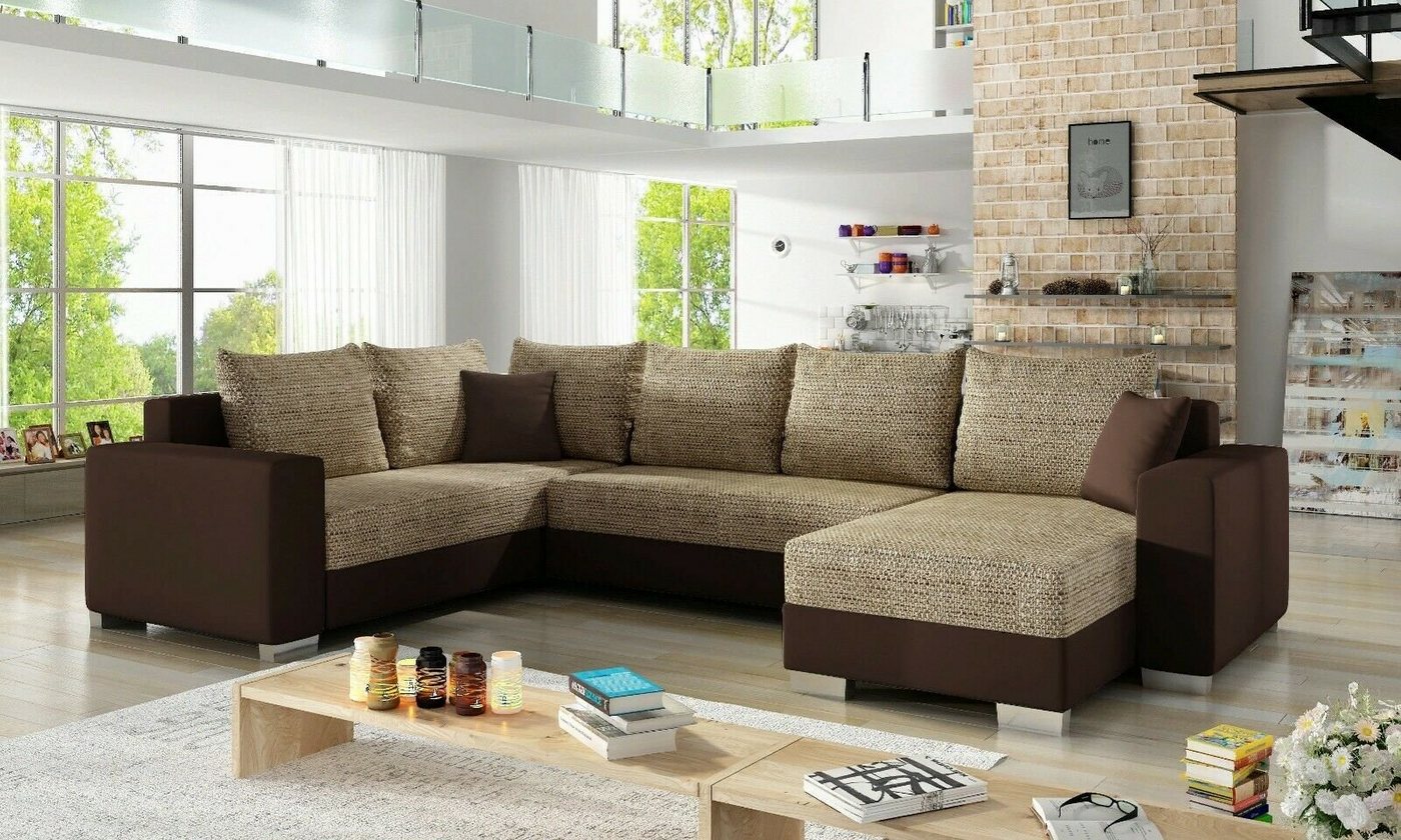 JVmoebel Ecksofa Design Ecksofa Sofa Schlafsofa Bettfunktion Couch Polster Textil, Mit Bettfunktion von JVmoebel