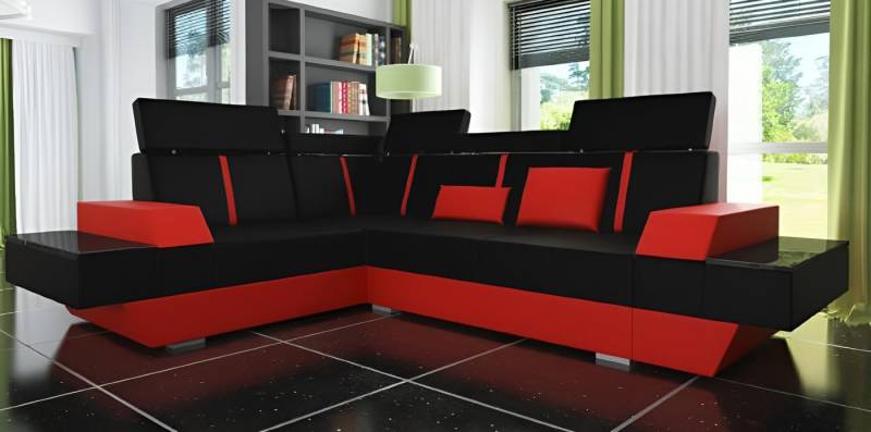 JVmoebel Ecksofa Design-Ledersofa mit USB und Polster – Moderne Eckcouch, Made in Europa von JVmoebel