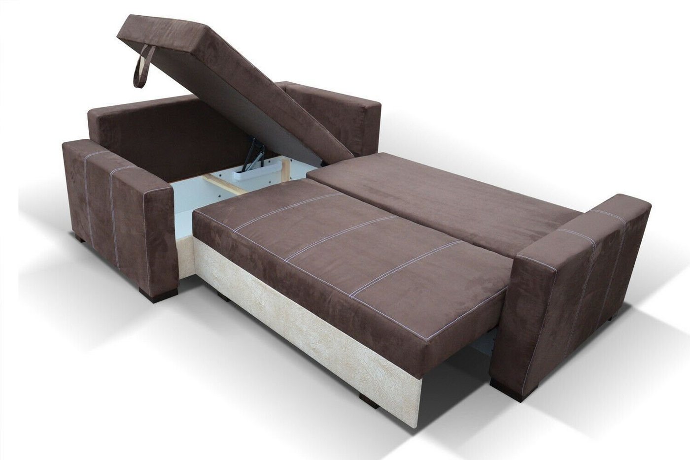 JVmoebel Ecksofa Design Schlafsofa Sofa Polster Wohnzimmer Ecksofa Couch Textil, Mit Bettfunktion von JVmoebel