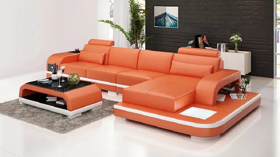 JVmoebel Ecksofa Design Wohnlandschaft Ecksofa Polster Eck Ledersofa Luxus Sitz, Made in Europe von JVmoebel