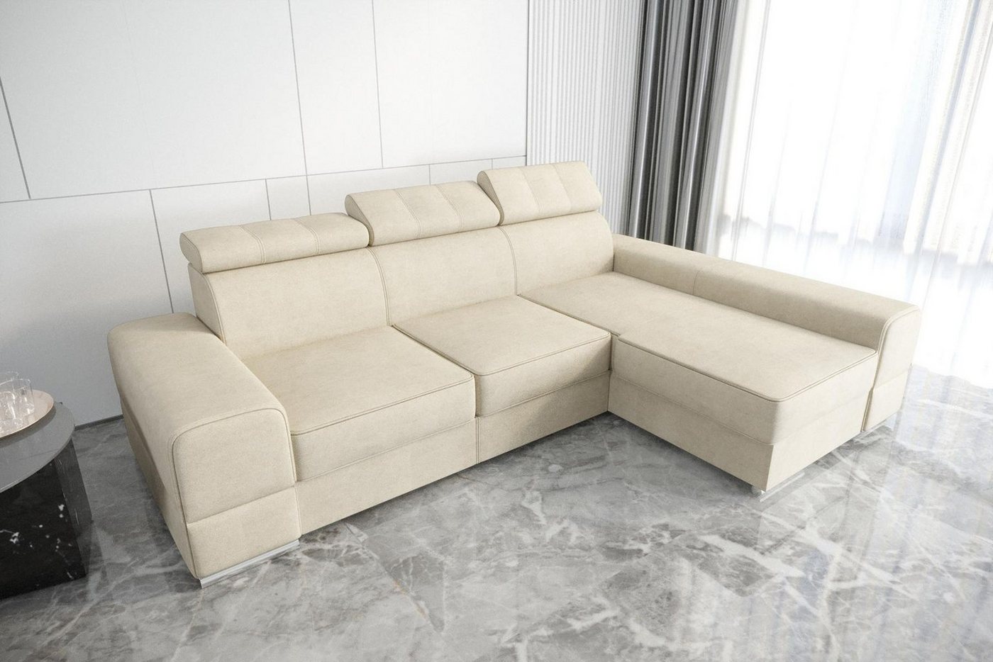 JVmoebel Ecksofa Designer Beiges Ecksofa L-Form Luxus Couch Wohnzimmer Möbel Neu, Made in Europe von JVmoebel