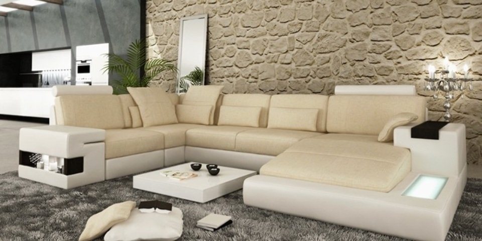 JVmoebel Wohnlandschaft Designer Beiges Sofa Couch Polster Wohnlandschaft Sofas Couchen, Made in Europa von JVmoebel
