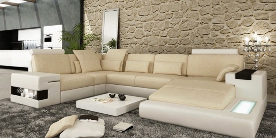 JVmoebel Ecksofa Designer Beiges Sofa Couch Polster Wohnlandschaft Sofas Couchen, Made in Europe von JVmoebel