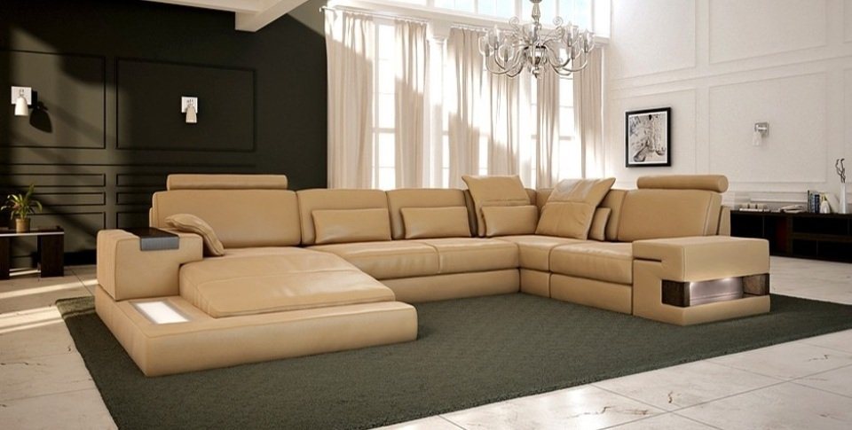 JVmoebel Ecksofa Designer Beiges Sofa Couch Polster Wohnlandschaft Sofas Couchen, Made in Europe von JVmoebel