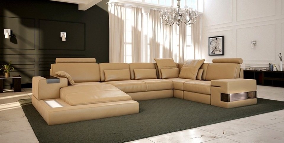 JVmoebel Wohnlandschaft Designer Beiges Sofa Couch Polster Wohnlandschaft Sofas Couchen, Made in Europa von JVmoebel