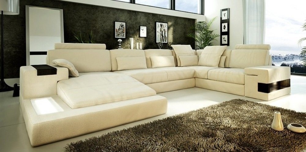 JVmoebel Wohnlandschaft Designer Beiges Sofa Couch Polster Wohnlandschaft Sofas Couchen, Made in Europa von JVmoebel