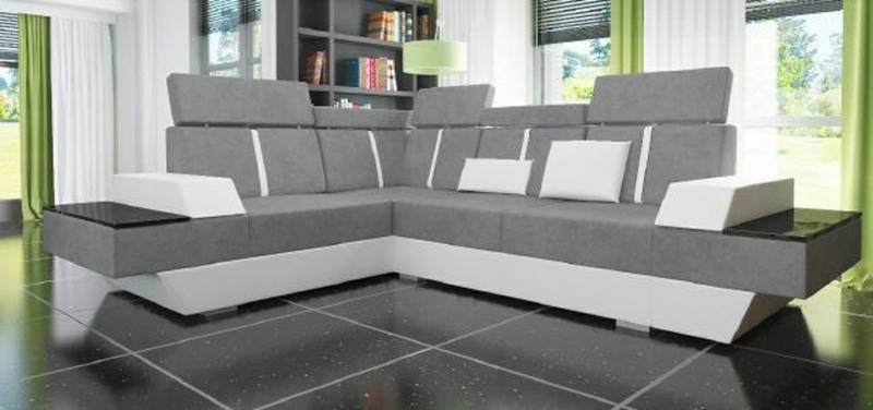 JVmoebel Ecksofa Designer Ecksofa Wohnlandschaft Sofa mit USB Couch Stoff Textil Leder, Made in Europa von JVmoebel