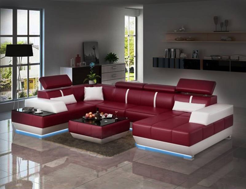 JVmoebel Ecksofa Designer Sofa + USB,Polster Garnitur Ledersofa Sofas Neu, Made in Europa von JVmoebel