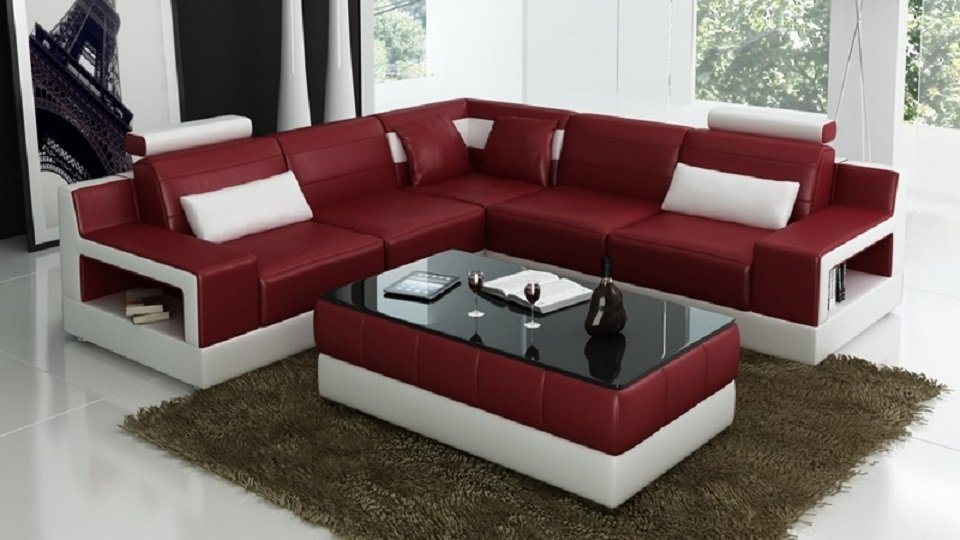 JVmoebel Ecksofa Designer Sofa Couch Ecksofa Hocker Polster Wohnlandschaft L-Form, Made in Europe von JVmoebel