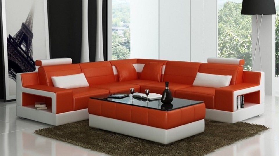 JVmoebel Ecksofa Designer Sofa Couch Ecksofa Hocker Polster Wohnlandschaft L-Form, Made in Europe von JVmoebel