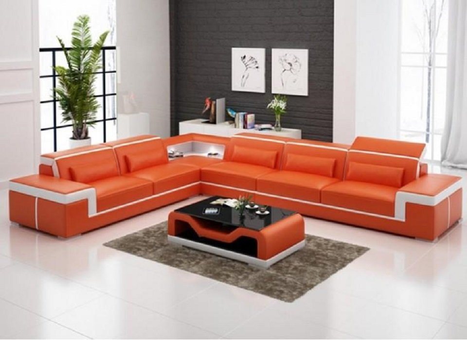 JVmoebel Ecksofa Designer Sofa Couch Ecksofa Leder Textil Polster Garnitur, Made in Europe von JVmoebel