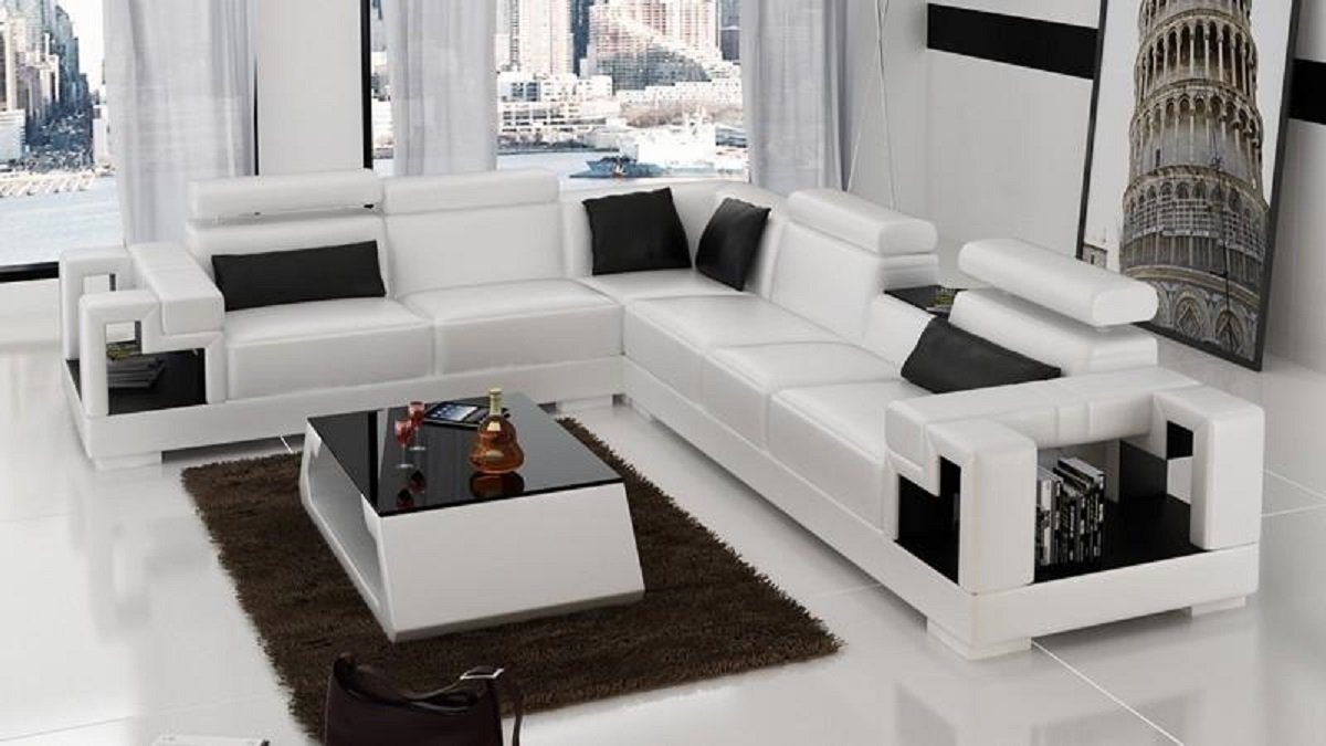 JVmoebel Ecksofa Designer Sofa Couch Ecksofa Leder Textil Polster Wohnlandschaft Regal, Made in Europe von JVmoebel