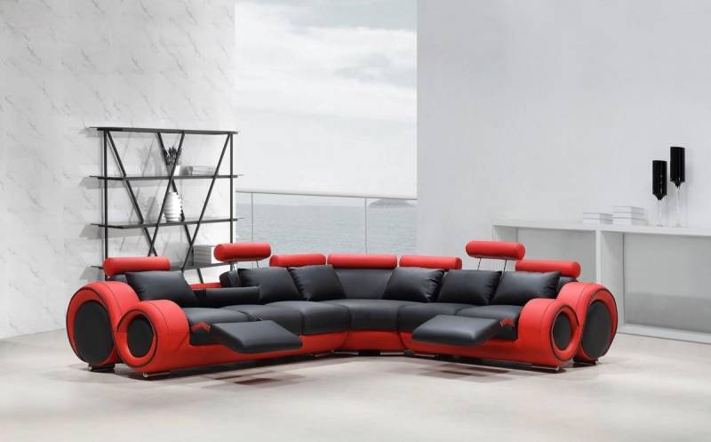 JVmoebel Ecksofa Designer Sofa Couch Ecksofa Leder Textil Wohnlandschaft L Form, Made in Europa von JVmoebel