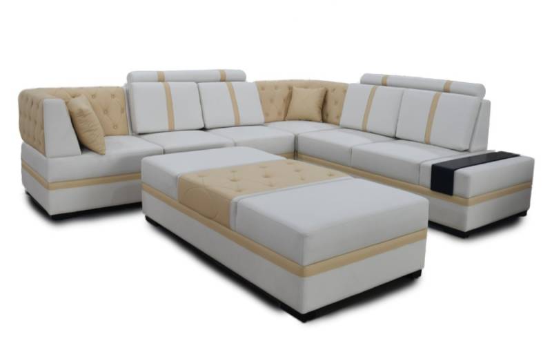 JVmoebel Ecksofa Designer Sofa Ecksofa mit Hocker Polster Garnitur Wohnzimmer L-Form, 2 Teile, Made in Europa von JVmoebel