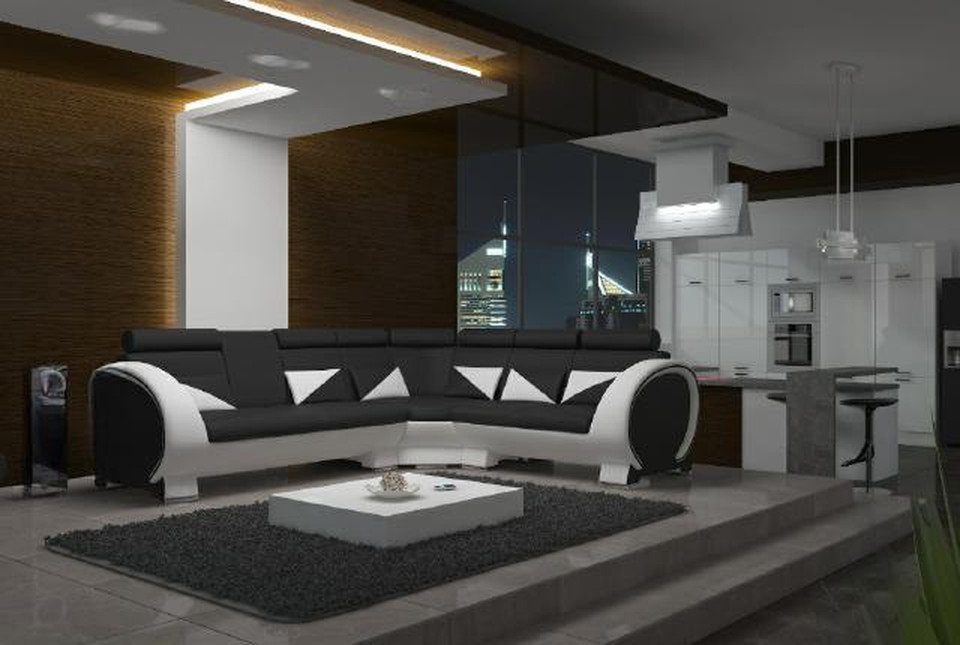 JVmoebel Ecksofa ECKSOFA ECKCOUCH DESIGN *FARBWAHL* SOFA +USB,LEDER LEDERSOFA, Made in Europa von JVmoebel