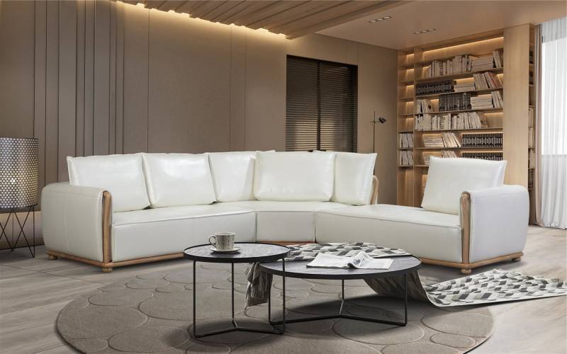 JVmoebel Ecksofa Eckcouch mit Hocker Polsterung in Weiß - Wohnlandschaft L-Form, Made in Europa von JVmoebel