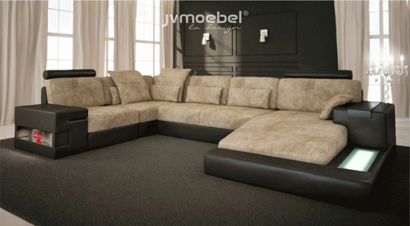 JVmoebel Ecksofa Ecksofa Big Wohnlandschaft Couch Sofa Polster Sitz Leder U Form, Made in Europe von JVmoebel