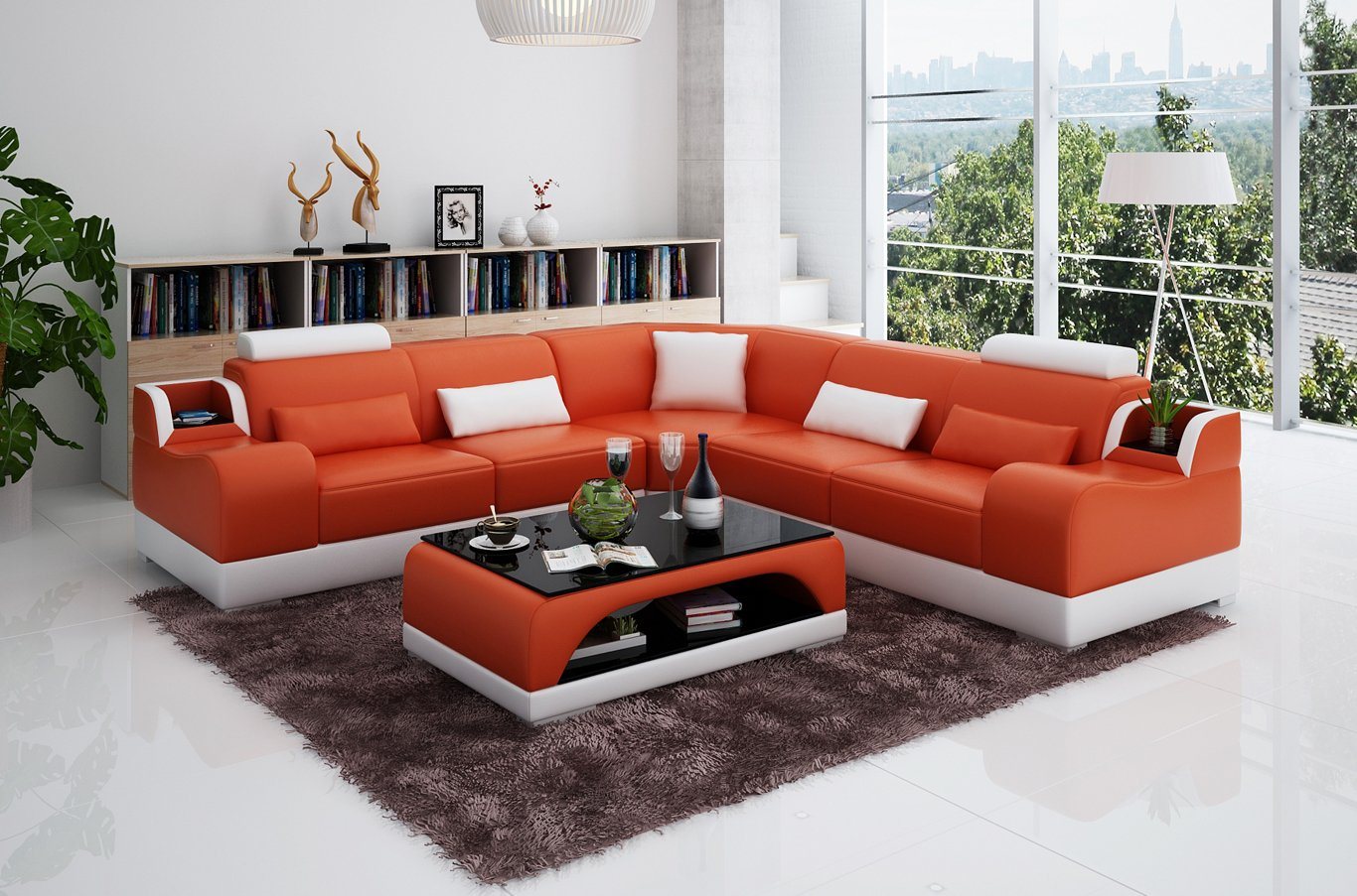 JVmoebel Ecksofa Ecksofa Couch Polster Wohnlandschaft Eck Garnitur Ecke Leder Sofa, Made in Europe von JVmoebel