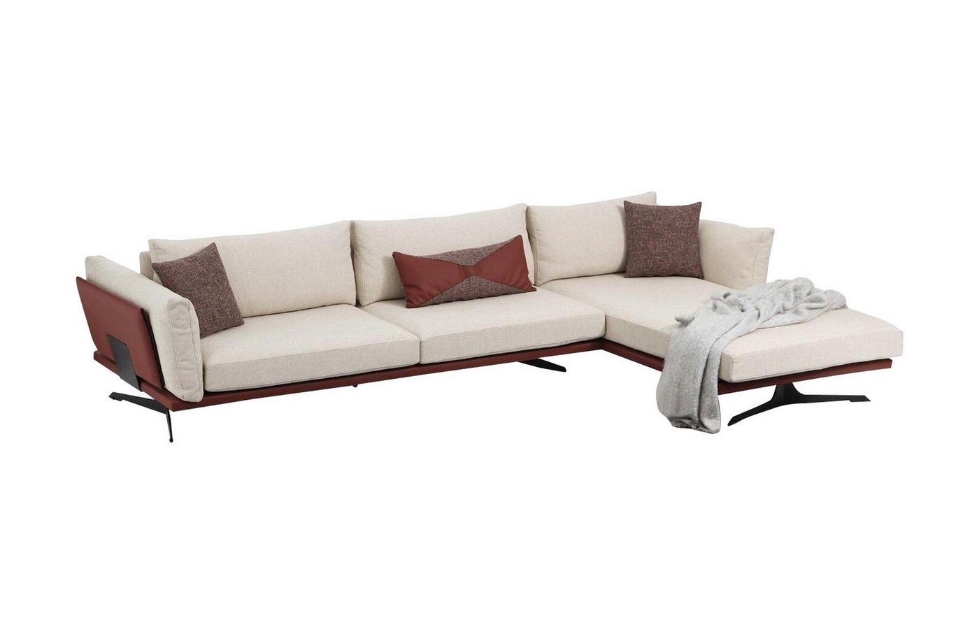 JVmoebel Ecksofa Ecksofa L-Form Beige Modern Stoff Design Wohnzimmer Sofa Polyester, 2 Teile, Made in Europa von JVmoebel