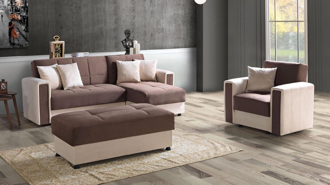 JVmoebel Ecksofa Ecksofa L-Form Sessel Hocker Textil Komplett Polster Premium, Made In Europe von JVmoebel